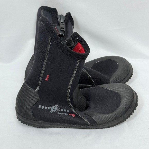 Aqua Lung SuperZip Ergo 5mm Neoprene Dive Boots US Size 8 Black Scuba - Picture 1 of 7